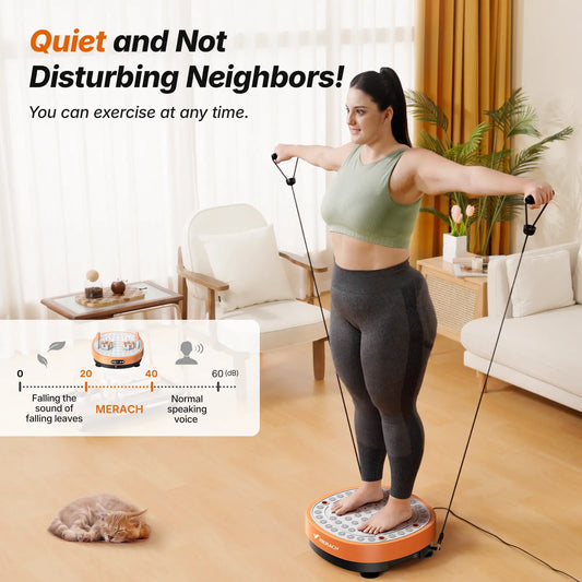 MERACH round Vibration Plate,Whole Body Lymphatic Drainage Fitness Machine,330Lbs Capacity with 9 Modes 99 Speed Levels,Portable Quiet Design for Home Gym Daily Fitness Gifting