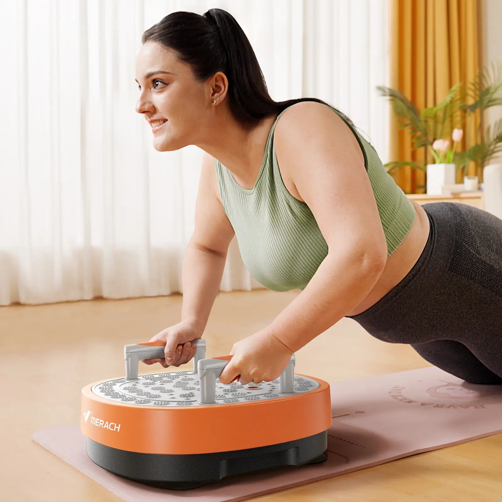 MERACH round Vibration Plate,Whole Body Lymphatic Drainage Fitness Machine,330Lbs Capacity with 9 Modes 99 Speed Levels,Portable Quiet Design for Home Gym Daily Fitness Gifting
